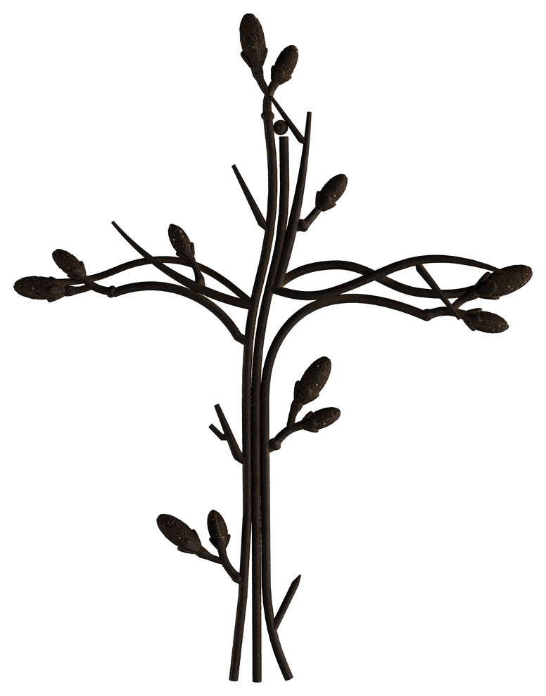 Metal Wall Cross Decorative Intertwined Vine Design Rustic Religious Lavish Home