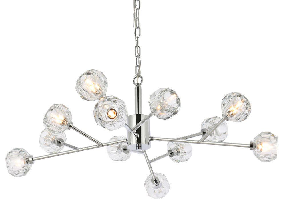 12 Light Pendant, Chrome