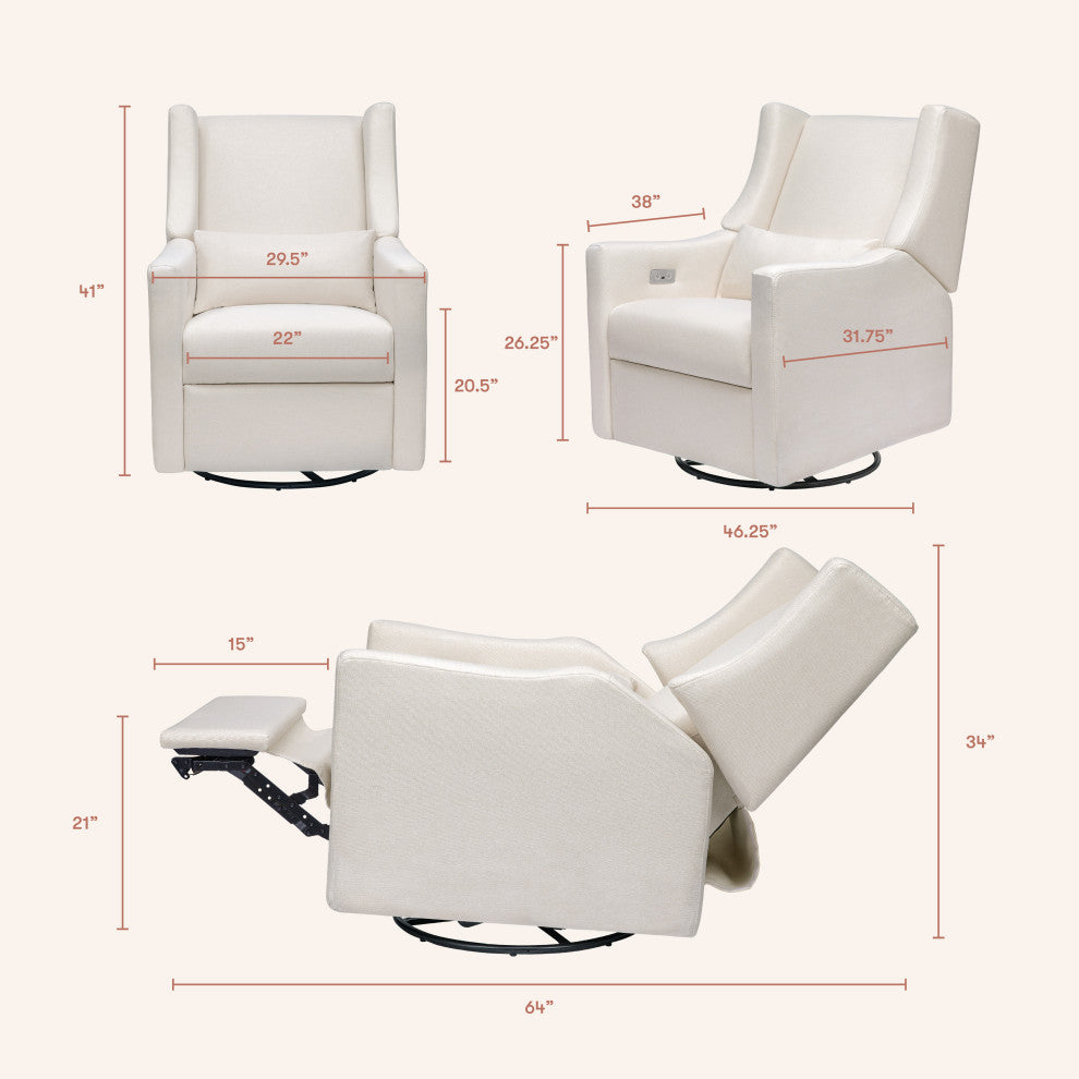 Kiwi Electronic Recliner and Swivel Glider With USB port, Performance Cream Eco-Weave