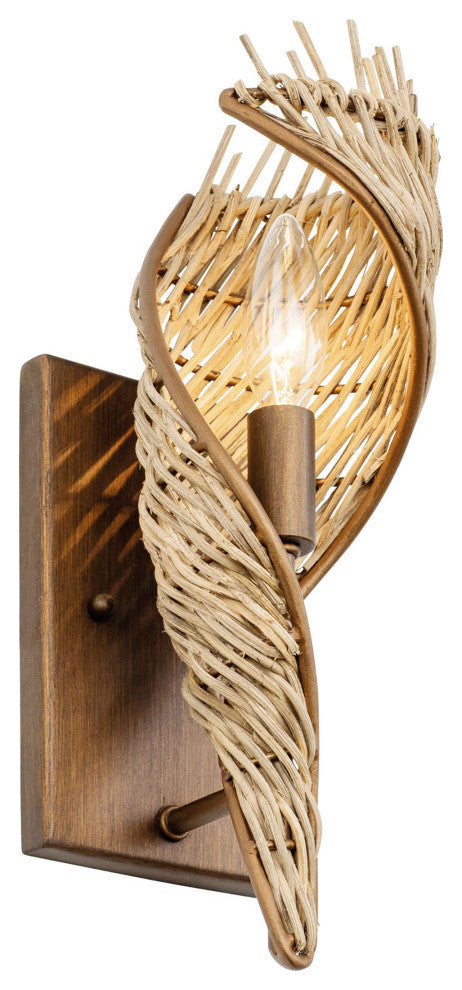 Flow 1-Lt Right Sconce - Baguette/Natural Rattan