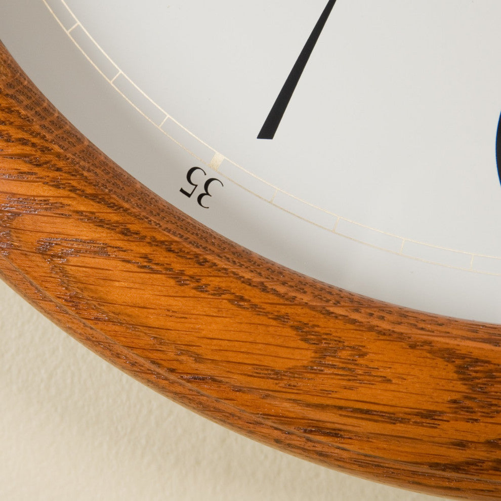 Dark Brown Solid Oak with Arabic Numbers, Quiet Sweep 13"