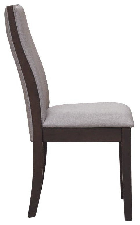 Spring Creek Espresso Brown Finish Dining Side Chairs with gray Fabric, Set of 2