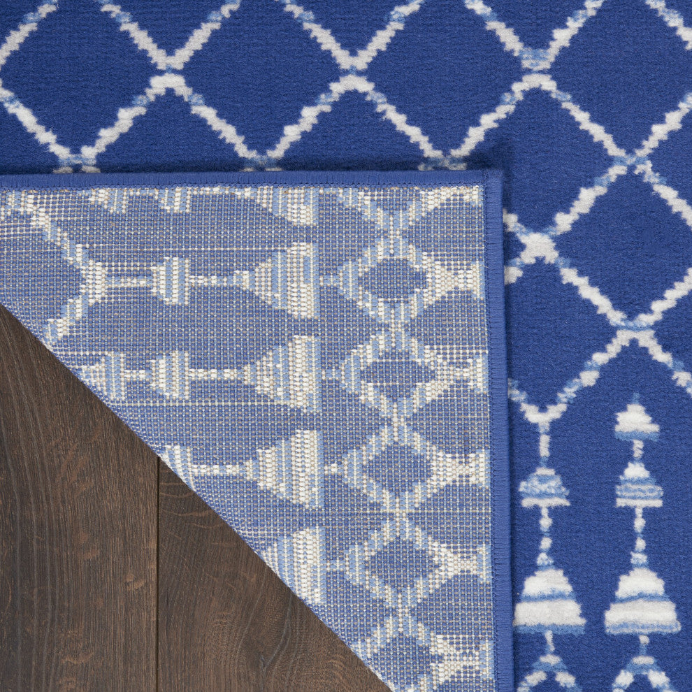 6' X 9' Navy Blue Geometric Berber Area Rug