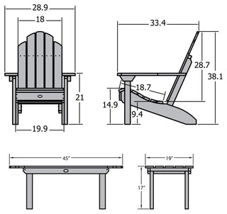 Westport Adirondack Chairs and Conversation Table, 3-Piece Set, Rustic Red