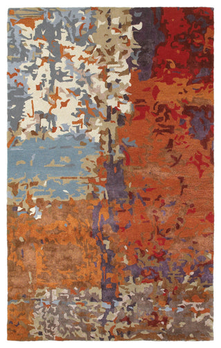 Galen Contemporary Abstract Multi/ Orange Area Rug, 5'x8'