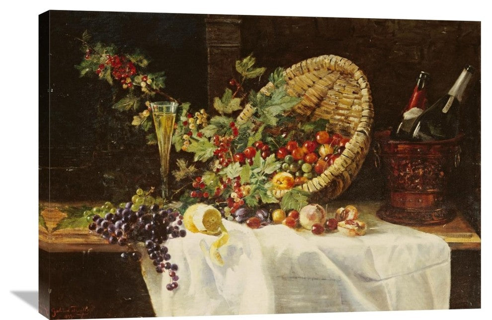 "Cherries and Gooseberries In a Basket" Artwork, 36" x 25"