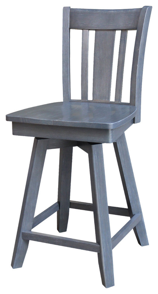 San Remo Counter Height Stool with 24 in. H Swivel Seat in Heather Gray