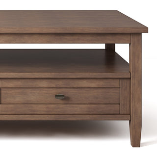 Warm Shaker SOLID WOOD Coffee Table, Rustic Natural Aged Brown
