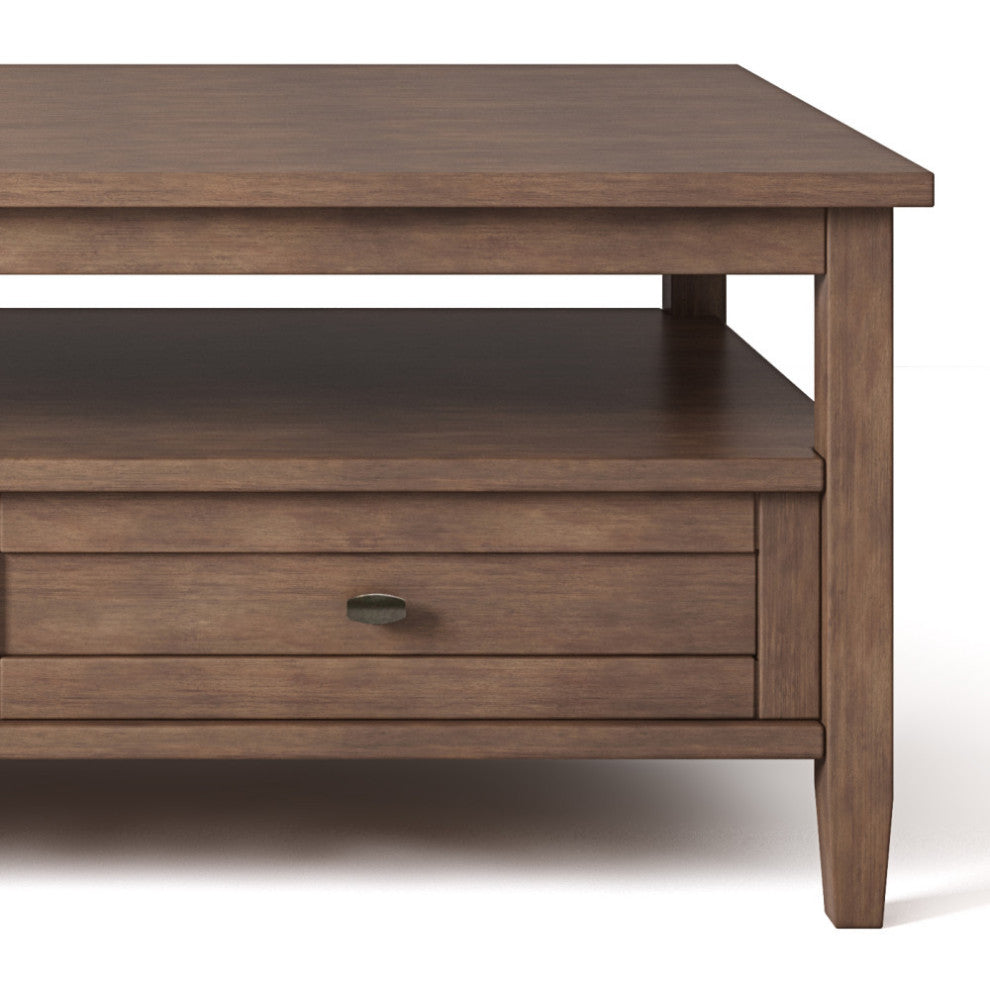 Warm Shaker SOLID WOOD Coffee Table, Rustic Natural Aged Brown