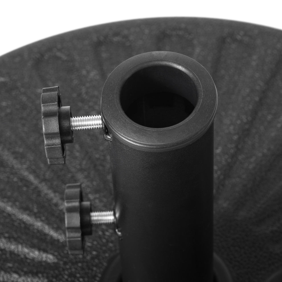 WestinTrends Fillable Round Plastic Market Umbrella Pole Holder Stand Base, Black