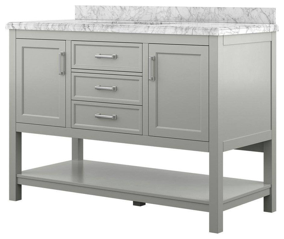 Affinity Bathroom Vanity With Carrara Marble Countertop, Grey, 49 in