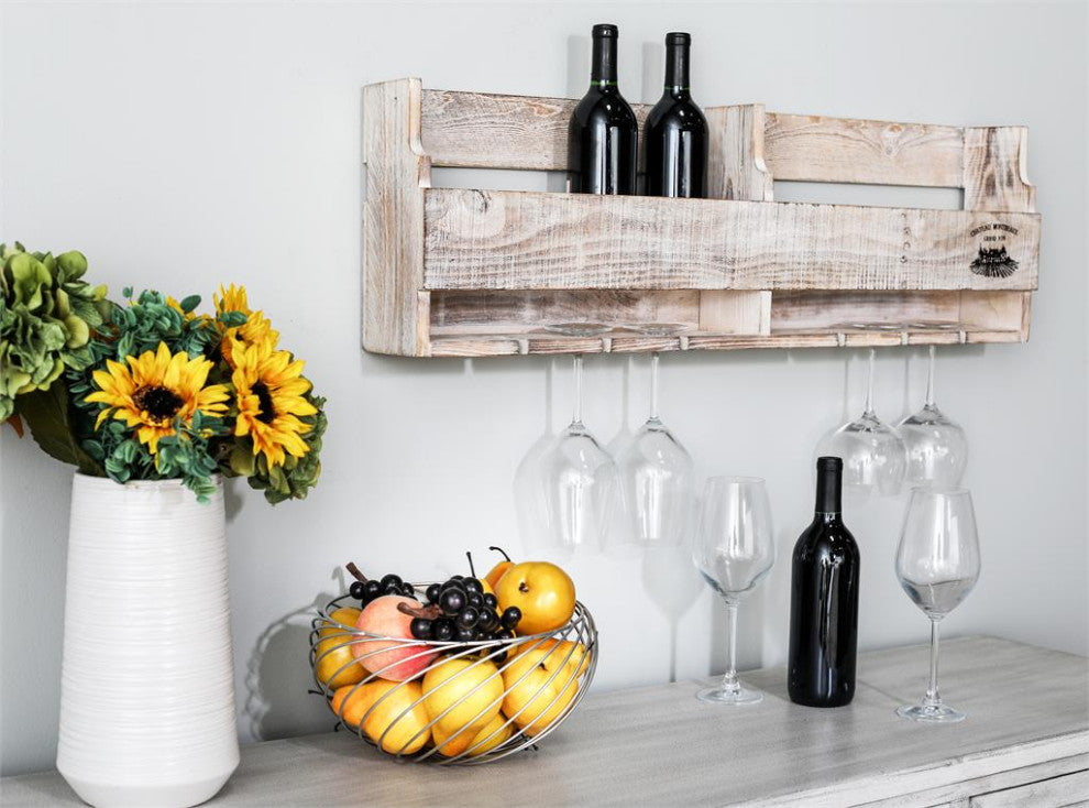 Brown Farmhouse Wall Wine Rack