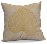 Leaf Study Floral Print Outdoor Pillow, Gold, 16"x16"