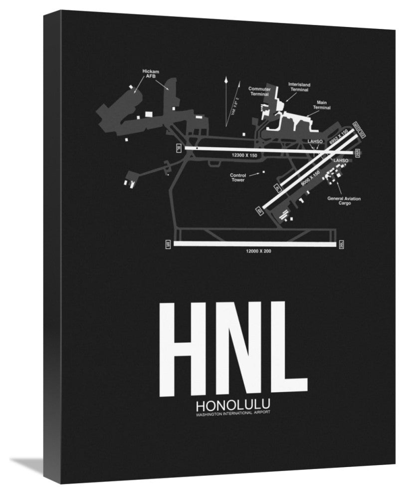 "HNL Honolulu Airport Black" Fine Art Print