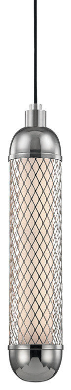 Hayes, 1-Light 23" Pendant, Polished Nickel Finish, Frosted White Glass Shade