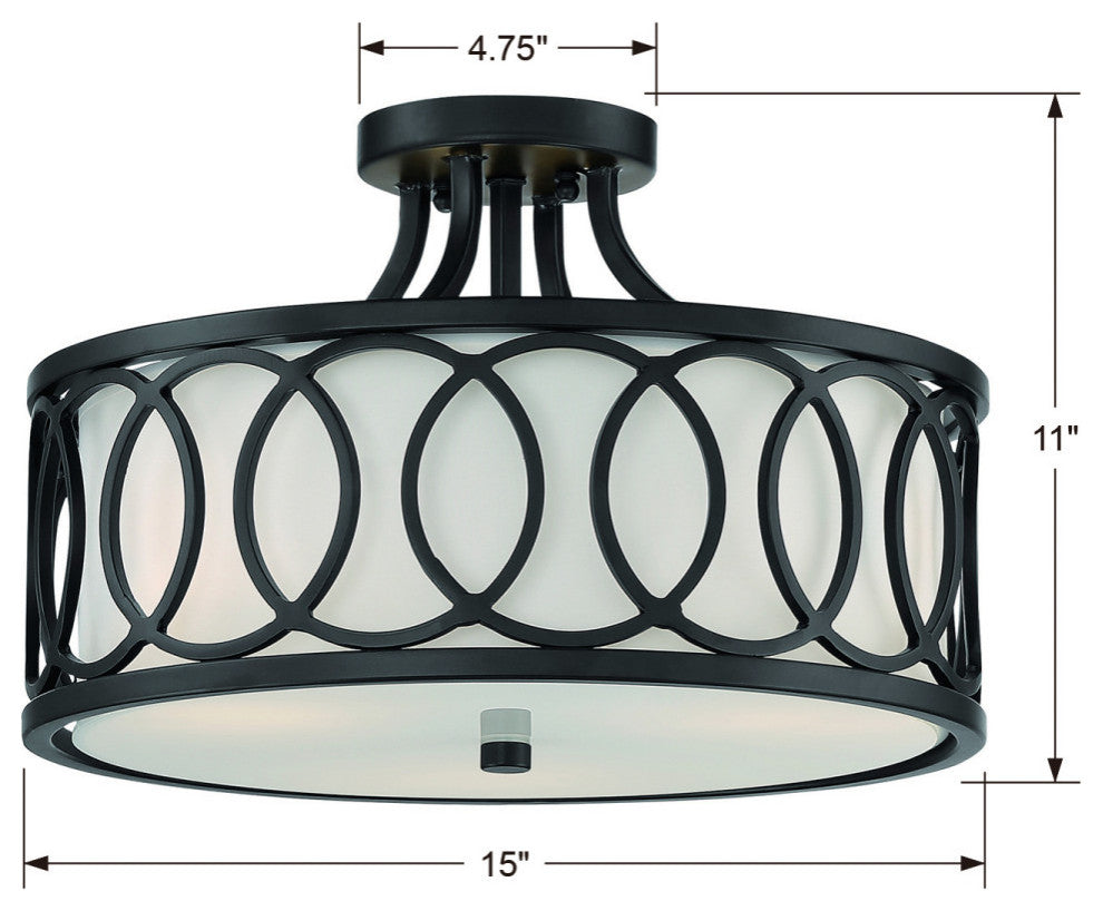 Graham 3 Light Ceiling Mount in Matte Black