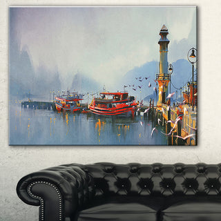 "Fishing Boats in Harbor" Canvas Print