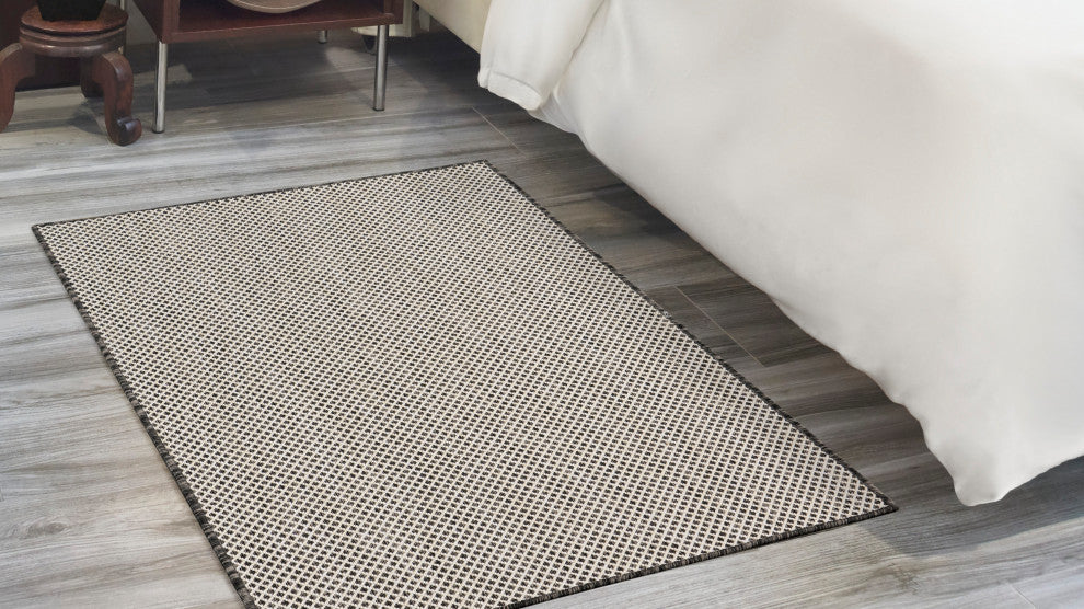 Nourison Courtyard 3' x 5' Ivory Charcoal Modern Area Rug