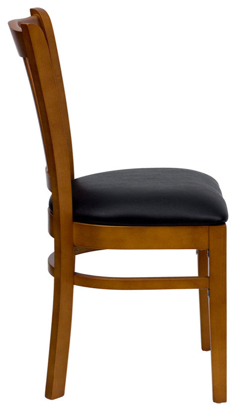 Cherry Wood Chair-Blk Vinyl