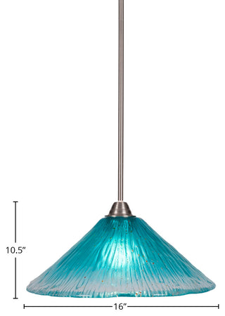 Paramount 1-Light Mini Pendant, Brushed Nickel, 16" Teal Crystal Glass