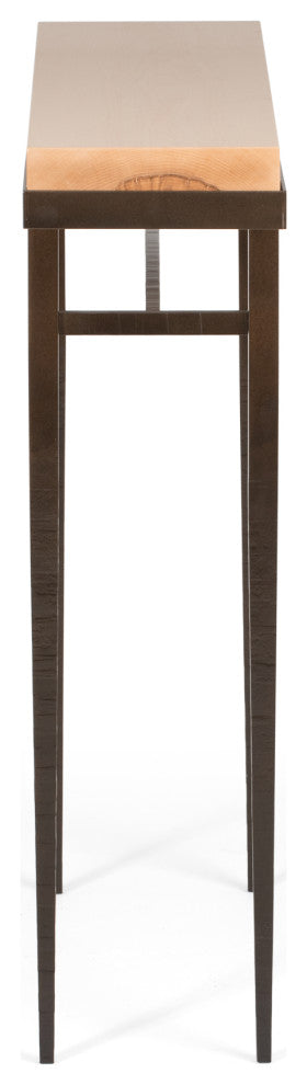 Wick 30" Console Table, Bronze Finish, Maple Natural Accents