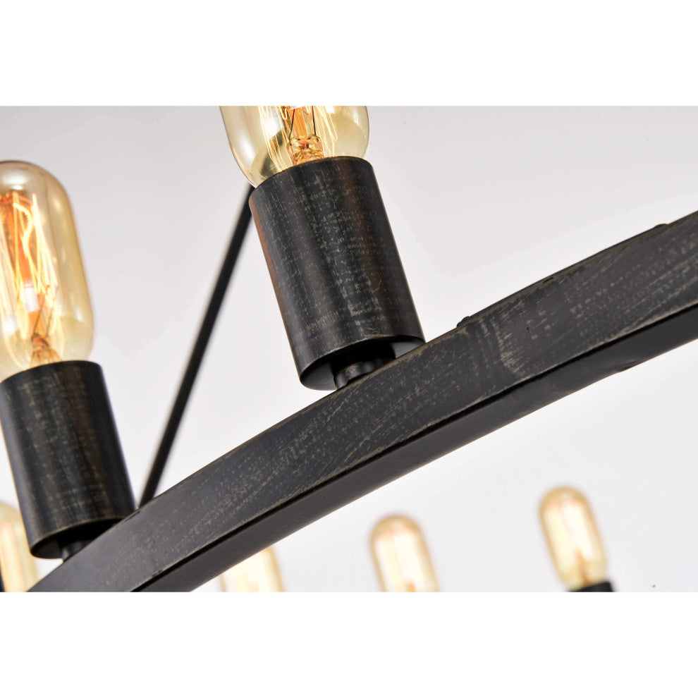 Iris 24-light Antique Black Round Chandelier