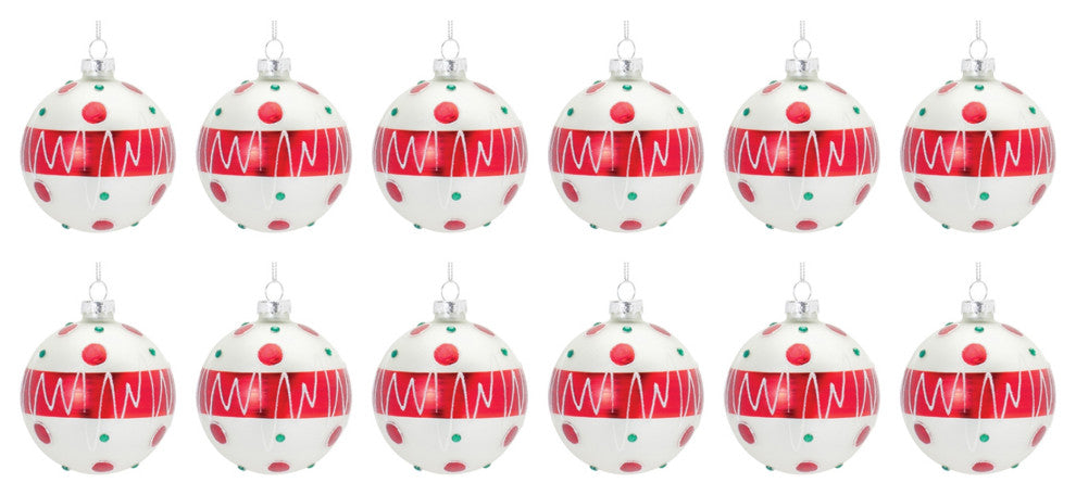 Whimsical Glass Ball Ornament, Set of 12