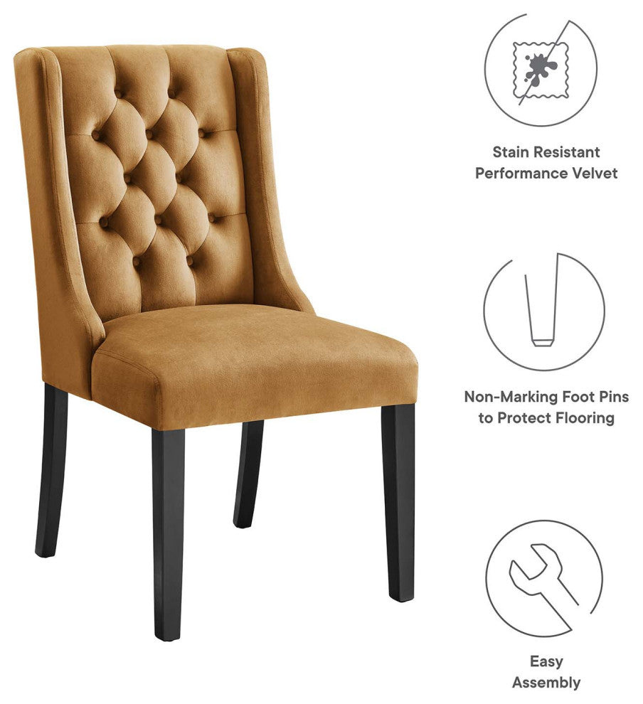 Side Dining Chair, Set of 2, Brown, Velvet, Modern, Cafe Bistro Hospitality