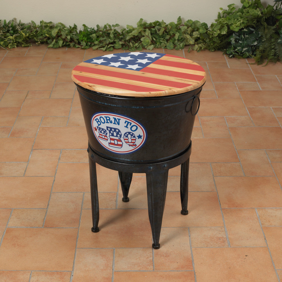 25.75" Metal Americana Drink Cooler or Planter