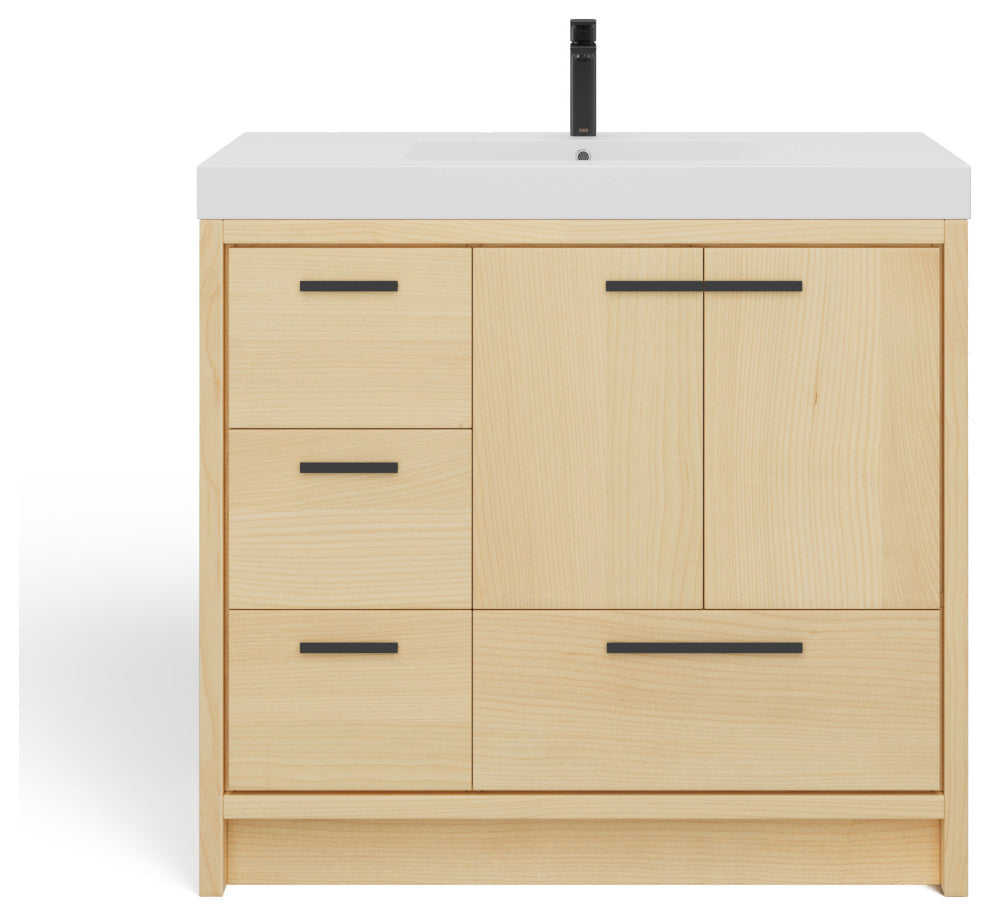 The Sacha Bathroom Vanity, Maple, 36", Single Sink, Freestanding