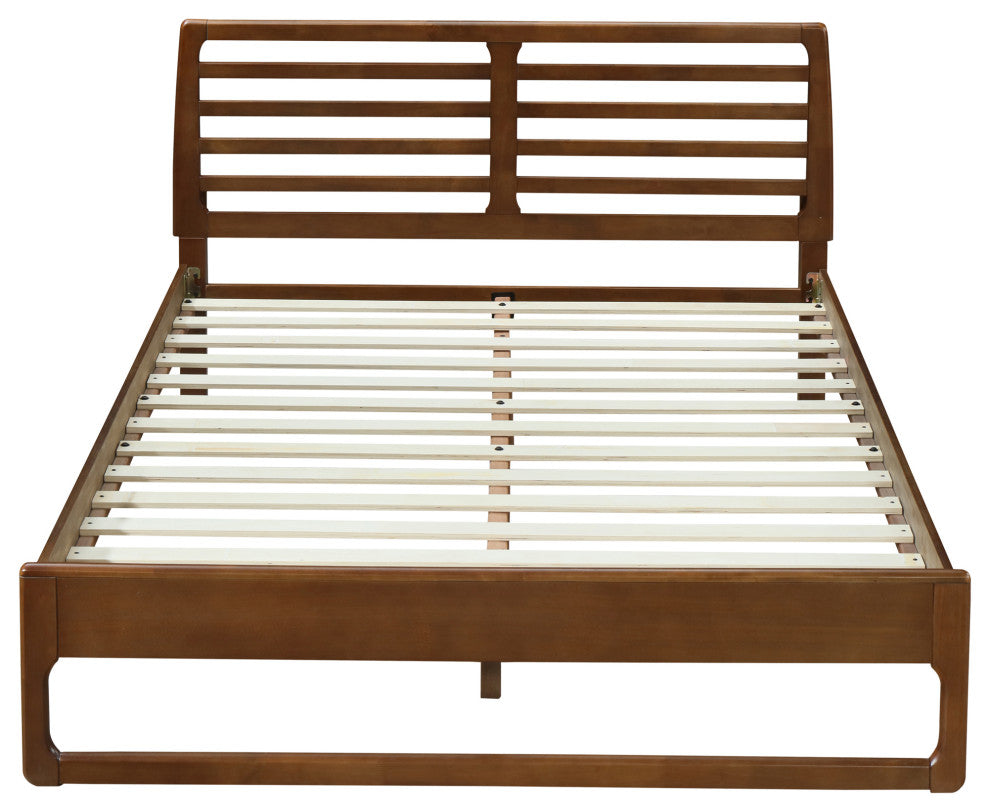 Blanche Transitional Wooden Queen Platform Bed, Walnut