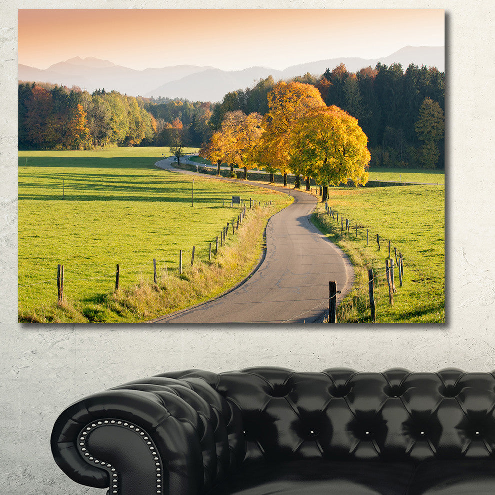 Winding Country Road in the Fall, Landscape Canvas Art Print, 40"x30"