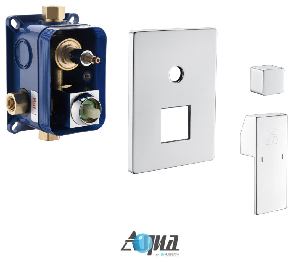 Aqua Piazza 3-Way Rough-In Valve With Cover Plate, Handle and Diverter, Chrome