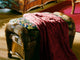 Kingston Reef Ottoman in Cinnamon, Botanical-Fern Fabric