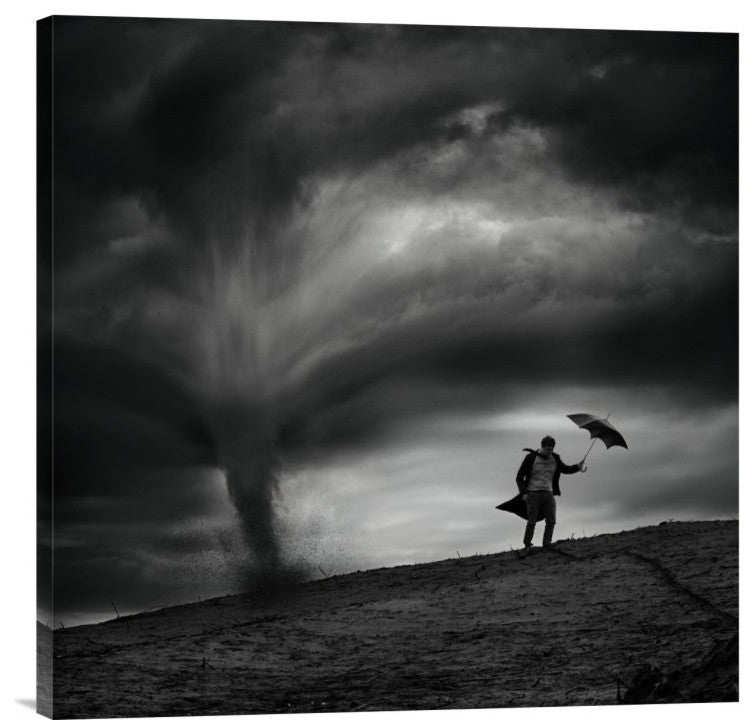 "Man In The Wind" Stretched Canvas Giclee by Radovan Skohel, 24x24"
