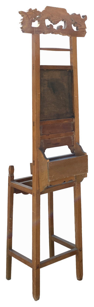 Chinese Oriental Wood Carving Cloth Rack Panel Wash Basin Stand Hcs6047