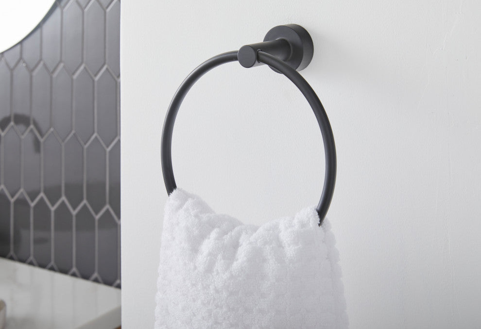 Parma Towel Ring Round, Satin Black