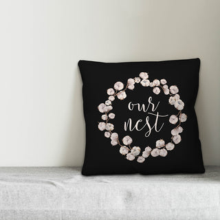 Our Nest Cotton Wreath 18x18 Throw Pillow