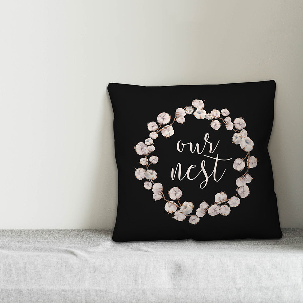 Our Nest Cotton Wreath 18x18 Throw Pillow