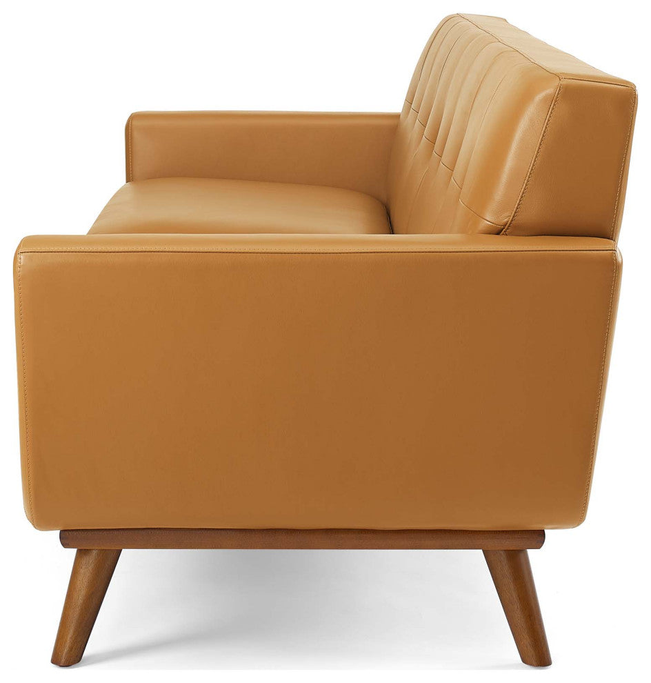 Sofa, Leather, Tan, Modern, Living Lounge Room Hotel Lobby Hospitality