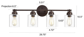 Karson Transitional 4 Light Oil Rubbed Bronze Bath Vanity Fixture 30" Wide