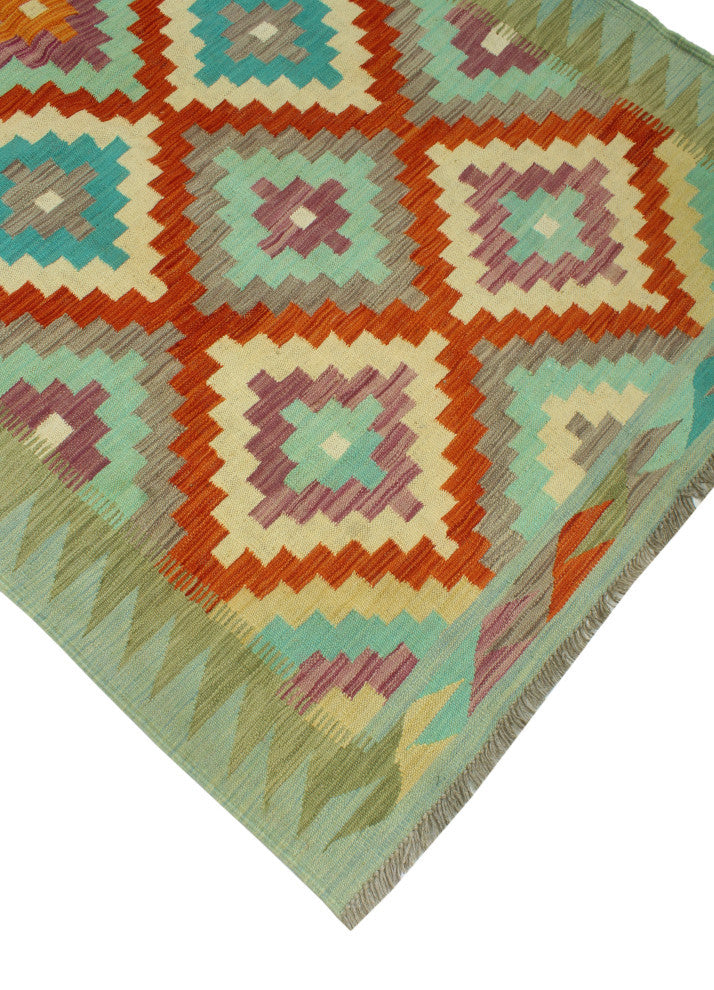 Sangat Flatweave Ashiq Red/Ivory Rug, 4'2 x 6'0