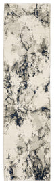 12' Runner Grey Black and Ivory Abstract Power Loom Runner Rug