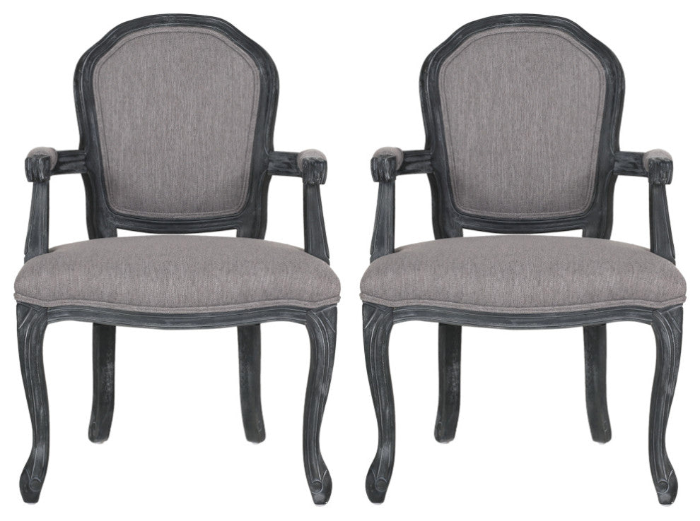Fairgreens Traditional Upholstered Dining Chairs, Set of 2, Gray