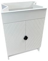 SmartFold 24" Single Sink Vanity, White With White Ceramic Top