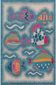 2" x 3" Blue Playful Fish Indoor Outdoor Scatter Rug