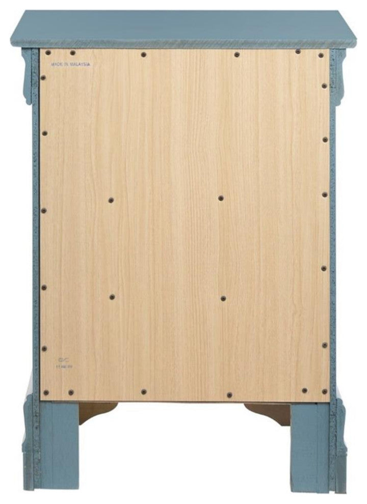 Glory Furniture Louis Phillipe 3 Drawer Nightstand in Teal