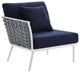 7 Piece Patio Aluminum Outdoor Patio Aluminum Sectional Sofa Set, White Navy