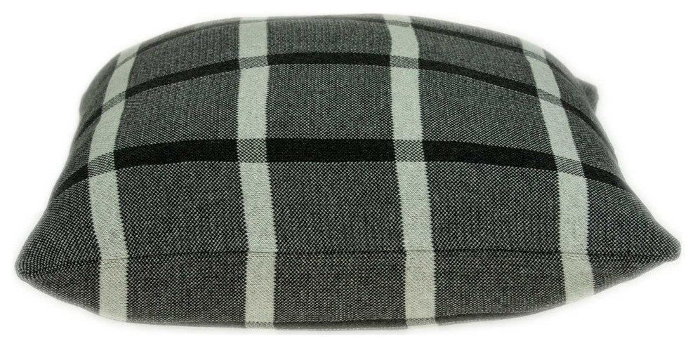 HomeRoots Gray Plaid Cotton Pillow Cover