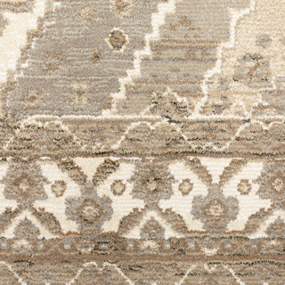 Adeline Muted Medallion Beige and Ivory Area Rug, 6'7"x9'6"